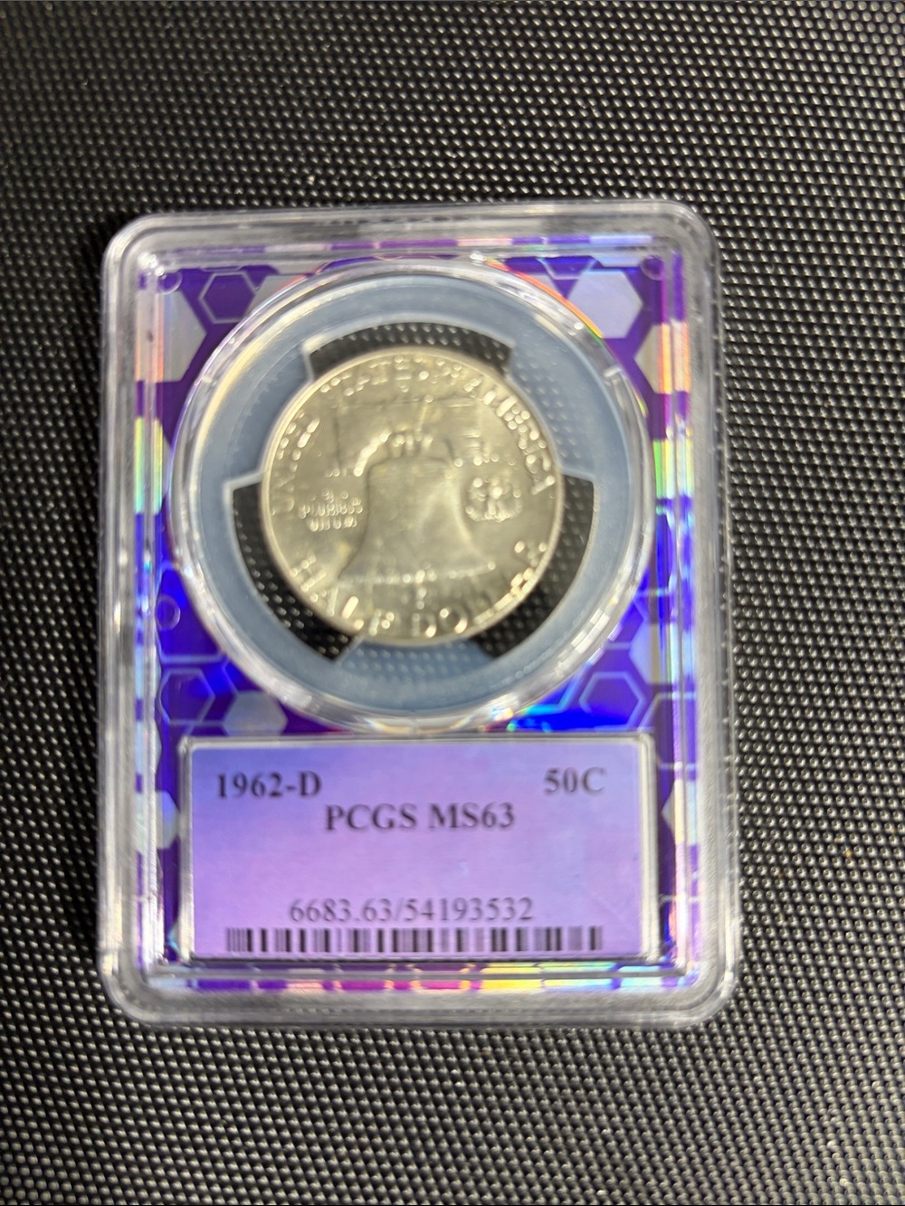 Certified 1962-D Franklin Half Dollar in Purple Holder
